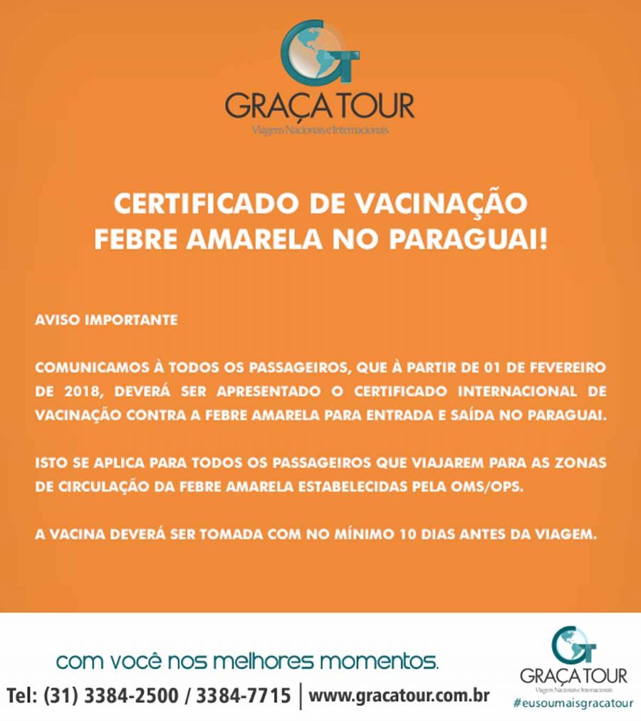 Certificado Vacinação Febre Amarela no Paraguai